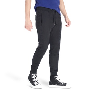 DAVIE JONES กางเกงจ็อกเกอร์ เอวยางยืด ขาจั๊ม สีดำ Elasticated Joggers GP0098BK