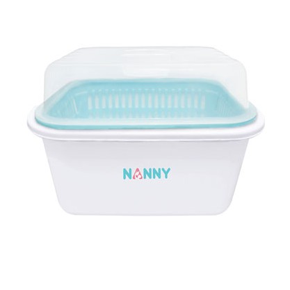 nanny-ที่คว่ำขวดนม-พร้อมฝาปิด-สีฟ้าขาว
