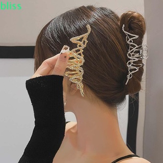 BLISS Elegant Irregular Hair Claw Shiny Korean Style Hair Crab Clip Hair Accessories Punk Silver Gold Color Rhinestone Metal Harajuku Hair Pin/Multicolor