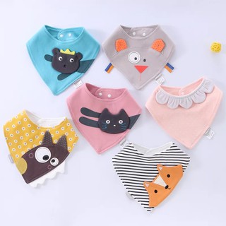 Babyonline(R122)I4I5 ผ้าซับน้ำลาย ผ้ากันเปื้อนสำหรับเด็กทารกลายการ์ตูนสุดน่ารัก ผ้าฝ้าย2ชั้น มีกระดุม ปรับได้2ระดับ