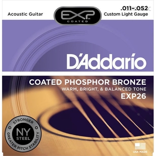 ภาพขนาดย่อของสินค้าD'Addario EXP26 สายกีตาร์โปร่ง เบอร์ 11 Phosphor Bronze (Custom Light, 11-52)