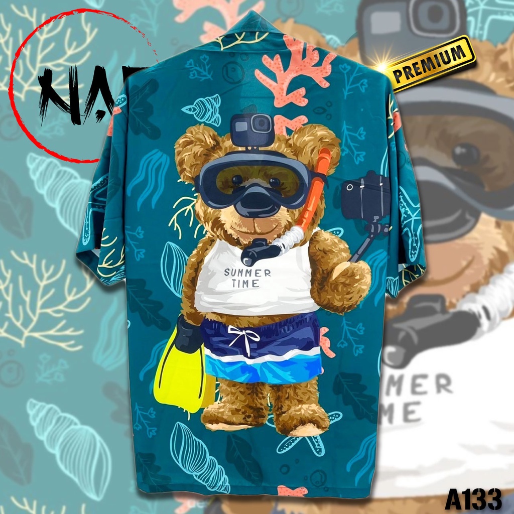 ภาพหน้าปกสินค้าเสื้อฮาวาย ลายหมี A133 ผ้าไหมอิตาลี จากร้าน siamsatan บน Shopee