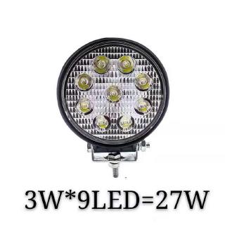 BKK AUTO ไฟสปอร์ตไลท์ LED 3W*9เม็ด(27W) ติดรถยนต์ 12V/24V กลม แสงสีขาว Car LED Spotlight