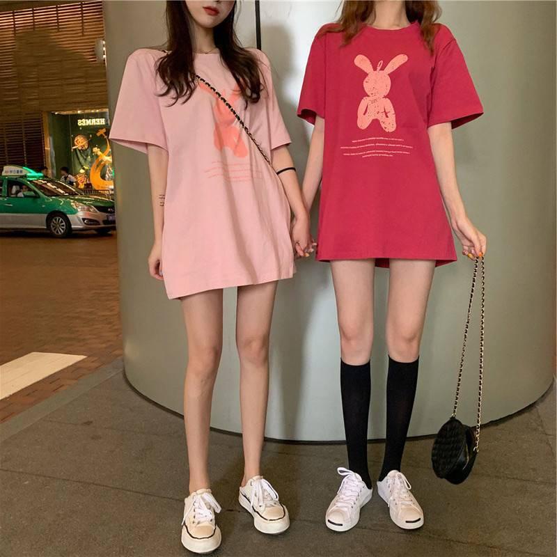 triple-a-oversized-shirt-women-cartoon-print-t-shirt-short-sleeves-pink-girlfriends-mid-length-loose-top