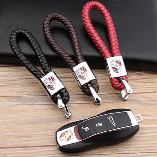 สินค้า Porsche Hand Woven Rope Car Key Chain With Logo  Zinc Alloy +PU Leather