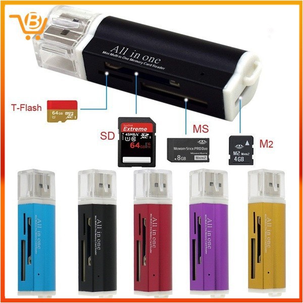 การ์ดหน่วยความจำ4-in-one-ฟังก์ชั่น-tf-ms-sd-mmc-sdhc-m-2