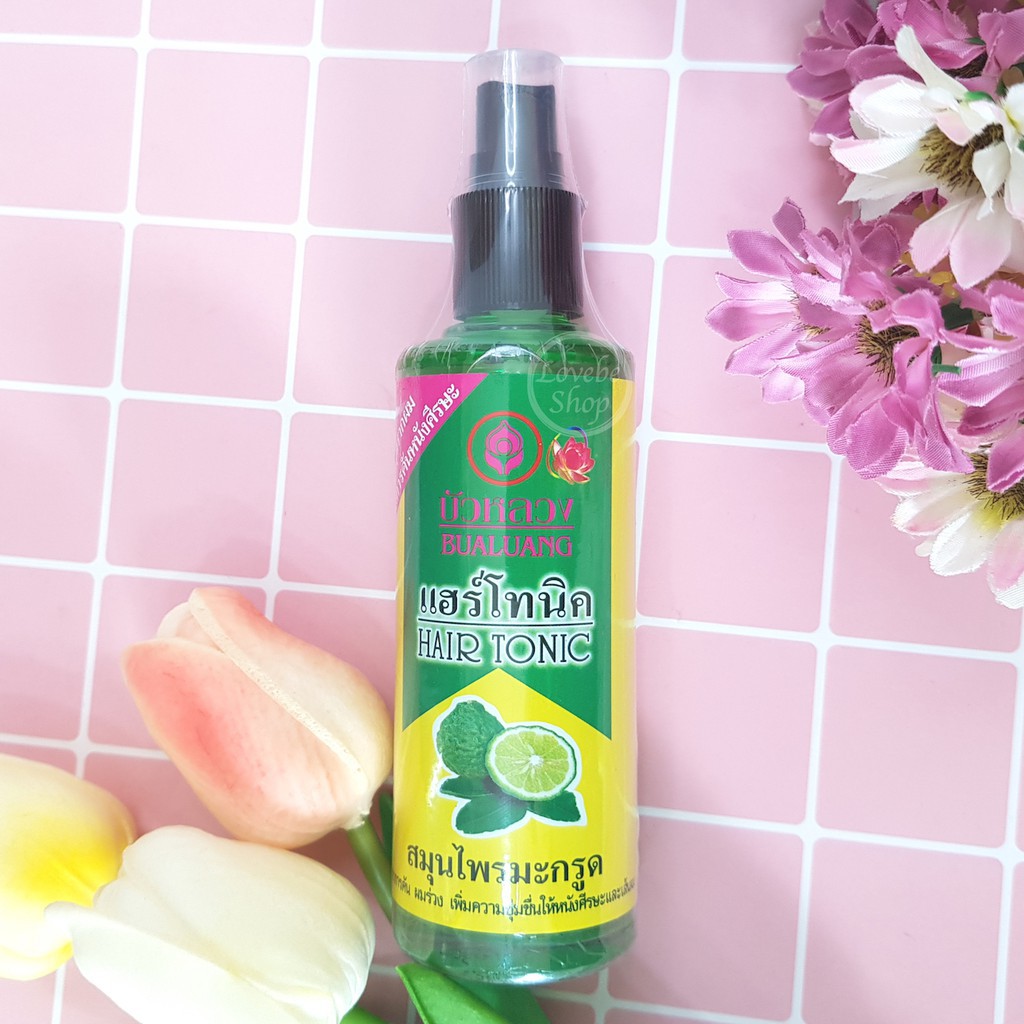 บัวหลวง-แฮร์-โทนิค-คาฟเฟอร์ไลม์-bualuang-hair-tonic-ปริมาณ-90-ml-สมุนไพรมะกรูด-ลดอาการคัน-ผมร่วง