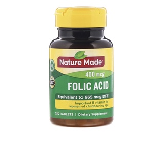 ภาพขนาดย่อของสินค้าNature Made, Folic Acid, 400 mcg, 250 Tablets