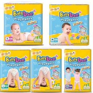 (6 ไซส์) Babylove Play Pants Premium Diaper เบบี้เลิฟ เพลย์ แพนท์ ผ้าอ้อมสำเร็จรูปสำหรับเด็ก ชนิดกางเกง