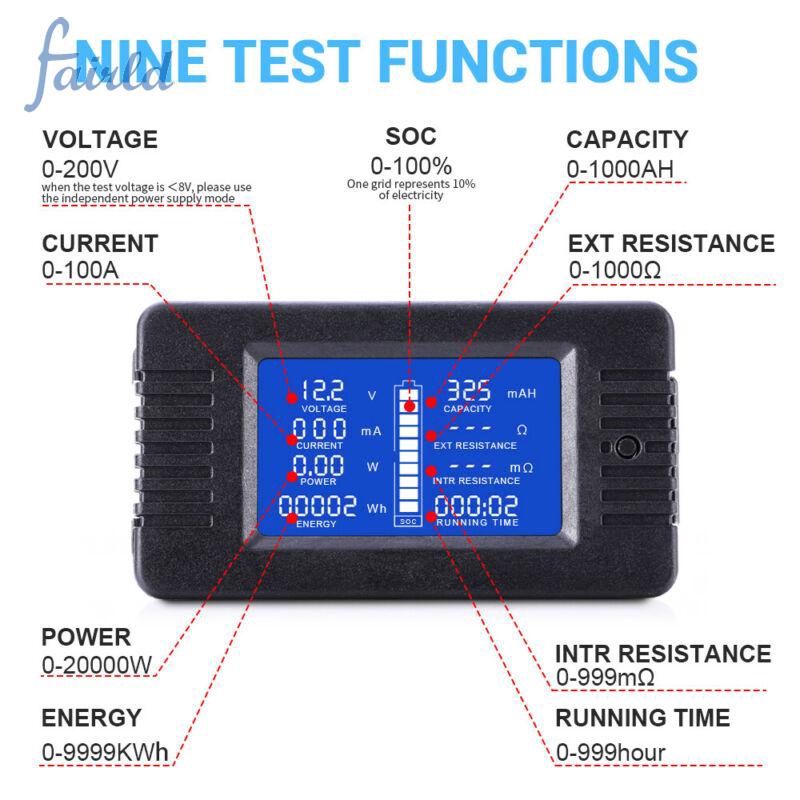 โวลต์มิเตอร์แอมมิเตอร์จอแสดงผล-lcd-dc-0-200-v-สําหรับรถ-rv