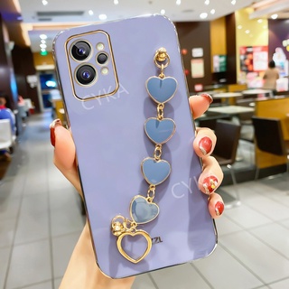 New เคสโทรศัพท์ Realme GT2 Pro Anti-fall Electroplating Protective เคสRealmeGT2Pro With Luxury Love Bracelet Cover