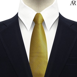 ANGELINO RUFOLO Necktie(NTM-ก.ฟ.118) เนคไทผ้าไหมทออิตาลี่คุณภาพเยี่ยม ดีไซน์ Triangle สีเหลือง/สีน้ำเงิน