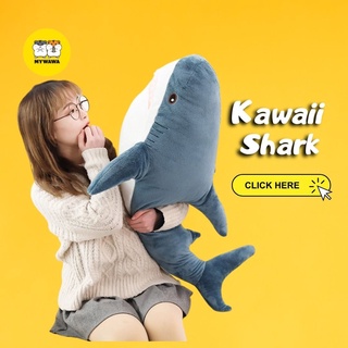 ✑♗Kawaii Big Soft Toy Shark 100cm Soft Toy Shark for Long Bolster Hugging Birthday Gift Long Hugging Pillow Ikan Jerung