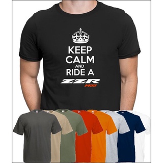 เสื้อยืดผู้ชายเสื้อยืด พิมพ์ลาย Keep Calm and Ride a ZZR 1400 Kawasaki ของขวัญนักขี่จักรยานยนต์