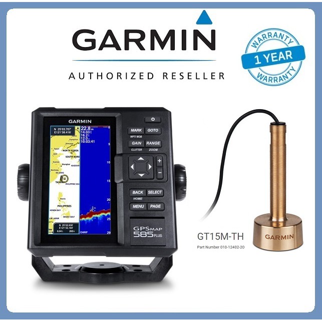 เครื่องหาปลา-gps-ยี่ห้อ-garmin-gpsmap-585-plus-เมนูไทย-พร้อม-gt15m-th-ฺbronze-แถมฟรี-แผนที่ทะเล-แม่น้ำ-และหมวก