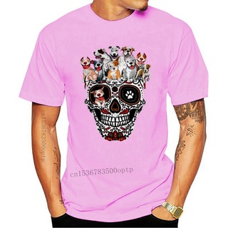 ราคาต่ำสุด!!ใหม่ เสื้อยืดแฟชั่นผู้ชาย พิมพ์ลาย Pitbull Sugar SkullS-3XL