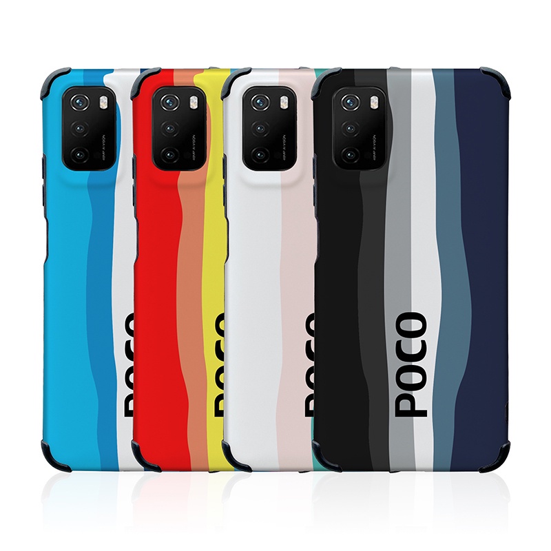 ภาพสินค้าOriginal Official Rainbow Color Case Xiaomi POCO M3 M4 X3 Pro NFC 4G 5G Casing Brand Gradient Silicone Cover จากร้าน iopco.th บน Shopee ภาพที่ 1