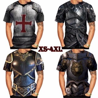 New 3d Warrior Armor Print T-shirt Men Fashion Knight T-shirt Hero Armor 3d Print Top