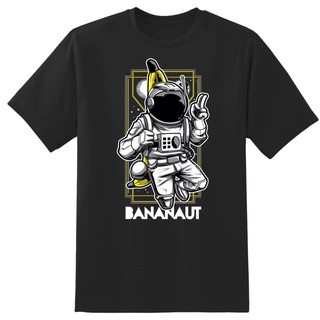 เสื้อยืดผ้าฝ้ายพิมพ์ลายขายดี เสื้อยืด ลายนักบินอวกาศ กล้วย นักบินอวกาศ T1 สีดํา