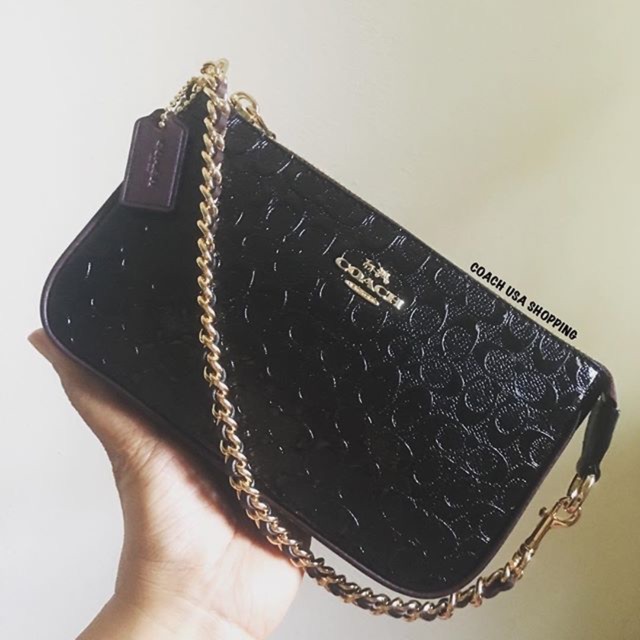COACH F11940 LARGE WRISTLET 19 IN SIGNATURE DEBOSSED PATENT LEATHER Shopee Thailand