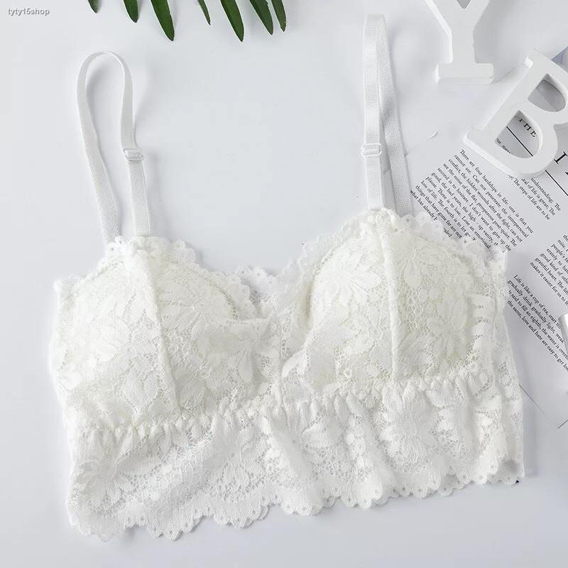 จัดส่งทันที-bra-029-สายเดี่ยวลูกไม้-ฟองน้ำถอดได้