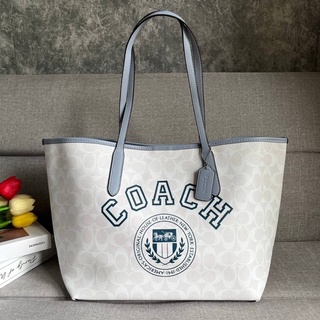 COACH CB869 CITY TOTE IN SIGNATURE WITH VARSITY MOTIF