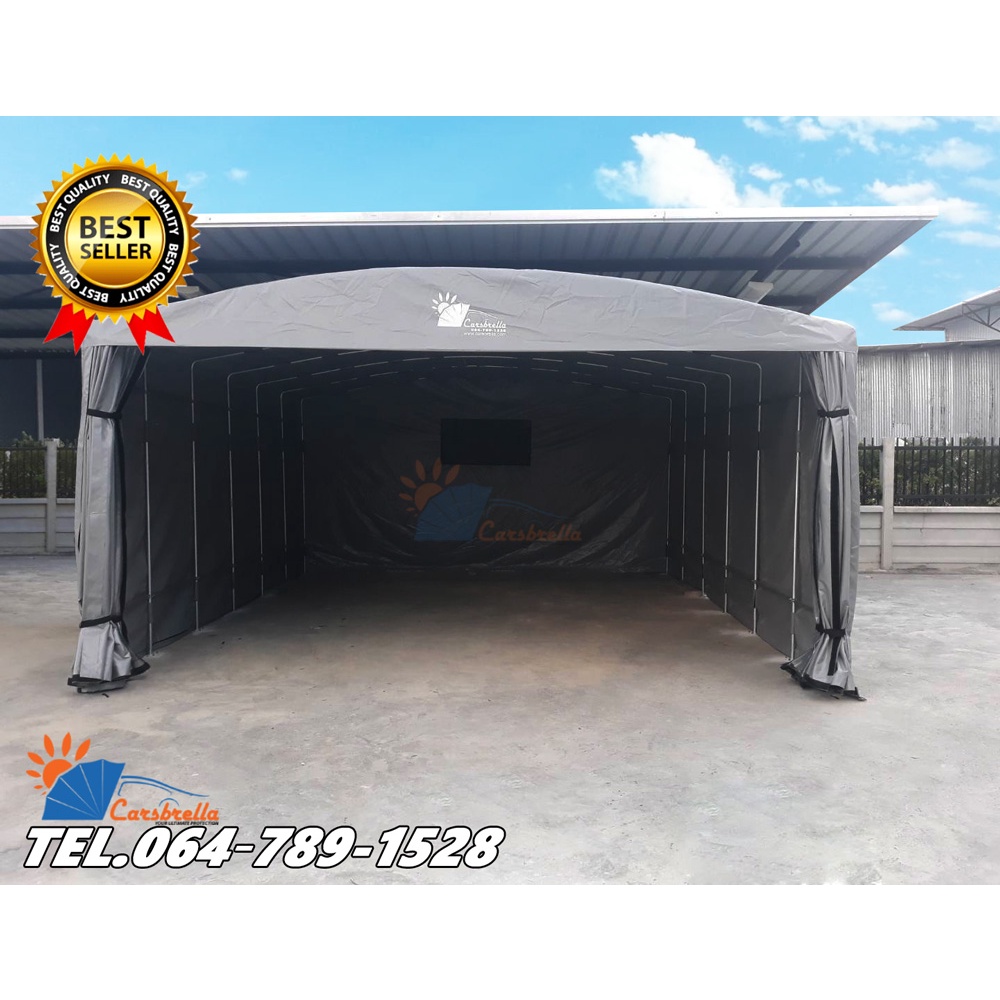 เต็นท์จอดรถสำเร็จรูป-โรงจอดรถ-carsbrella-รุ่น-twin-b-สำหรับจอดรถยนต์-ป้องกันแสงแดด-ฝุ่น-ฝน