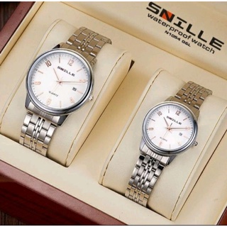 Snille COUPLE นาฬิกาข้อมือ สายโซ่ สเตนเลส กันน้ํา