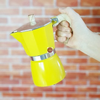 หม้อต้มกาแฟ มอคค่าพอท (MOKA POT) อลูมิเนียม Pastel (สีเหลือง) ขนาด 3 ถ้วย