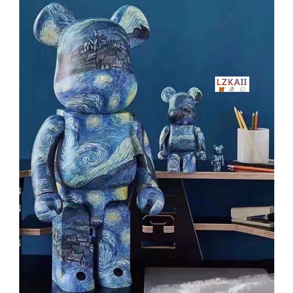 ฟิกเกอร์ Bearbrick 400% × The Starry Night Van Gogh 28 ซม. คุณภาพ