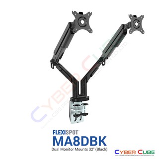 FlexiSpot ( FSP-MA8DBK ) MA8DBK Dual Desk Mounts Monitor Arm 32" QRV (Black) ขาตั้งจับจอภาพอเนกประสงค์ 2 แขน