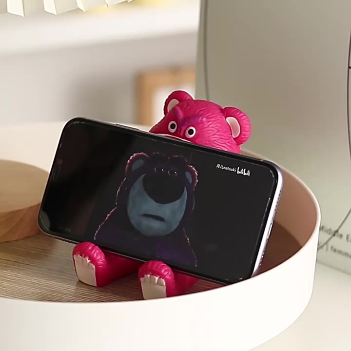 bluevelvet-ที่วางโทรศัพท์มือถือ-ลายการ์ตูนหมีสตรอเบอร์รี่-สีชมพู-อุปกรณ์เสริม-สําหรับวางโทรศัพท์มือถือ