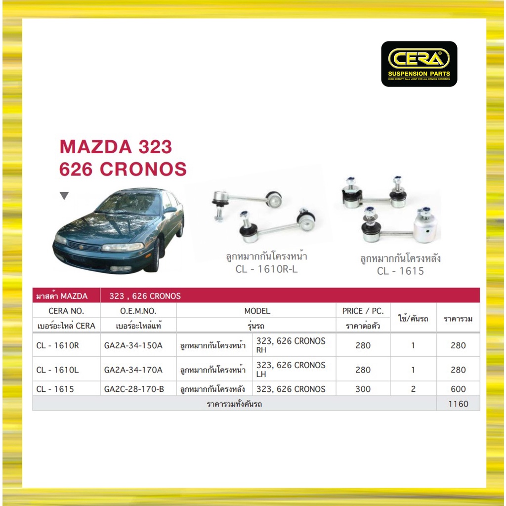 mazda-323-626-cronos-มาสด้า-323-626-โครโนส-ลูกหมากรถยนต์-ซีร่า-cera-ลูกหมากกันโคลง