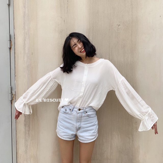 newwwww-พร้อมส่ง-เสื้อคอกลมกระดุมหน้าทรงoversize-สไตล์สาวเกาหลี