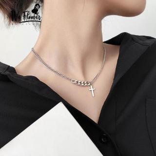 We Flower Simple Fashion Girls Choker Cross Pendant Necklaces for Women European Cool Gold Chain Necklace
