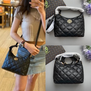 🎀 (สด-ผ่อน) กระเป๋าสีดำหนังแกะ TORY 83694 Tory burch Willa mini hobo