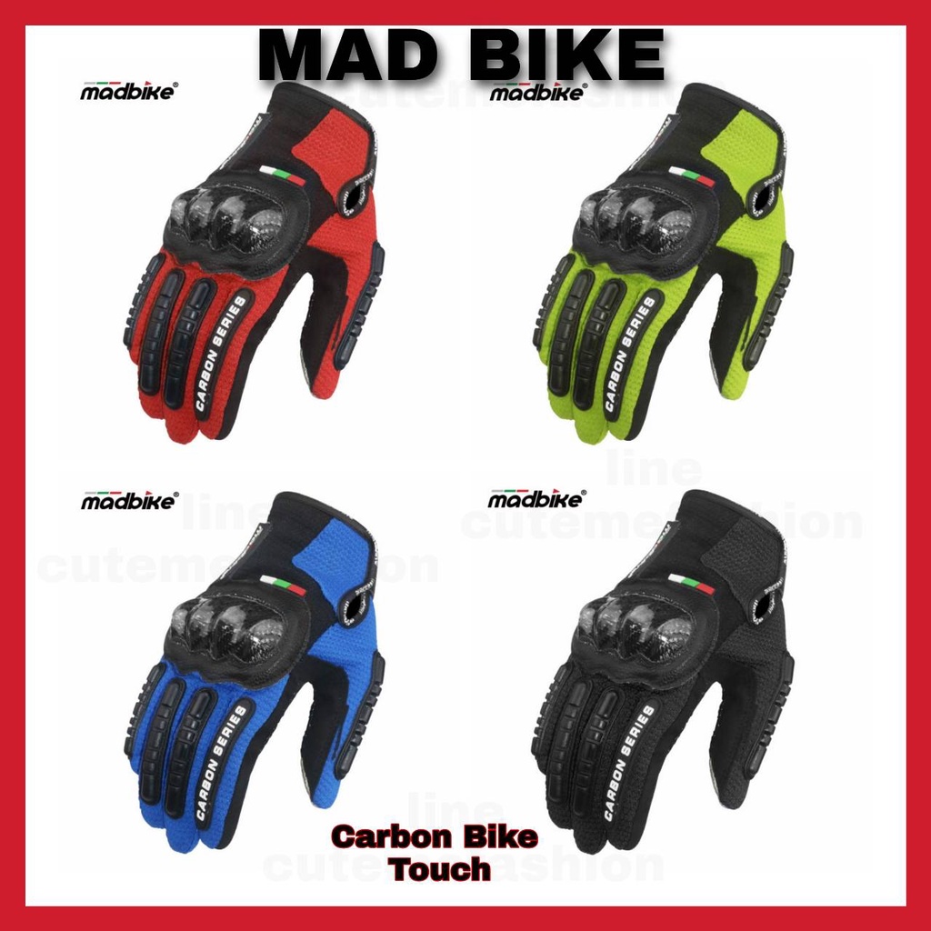 ราคาและรีวิวถุงมือใส่ขับรถ ขับรถมอเตอร์ไบค์Carbon Fiber MadBike Premium Quality Carbon Series ถุงมือขับรถ ถุงมือผู้ชาย