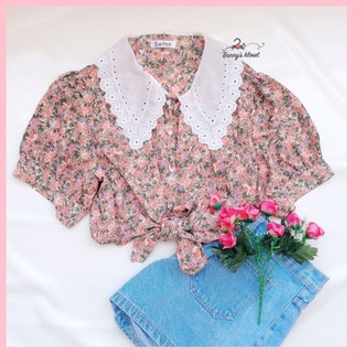 🌷เสื้อผ้าสาวอวบ🌷ดอกไม้วินเทจสายคาเฟ่ น่ารัก~~