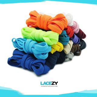 สินค้า Lacezy เชือกรองเท้า สีพื้น แบน เชือกรองเท้ากีฬา เชือกผูกรองเท้า ขนาด 120cm 160cm กว้าง 8mm