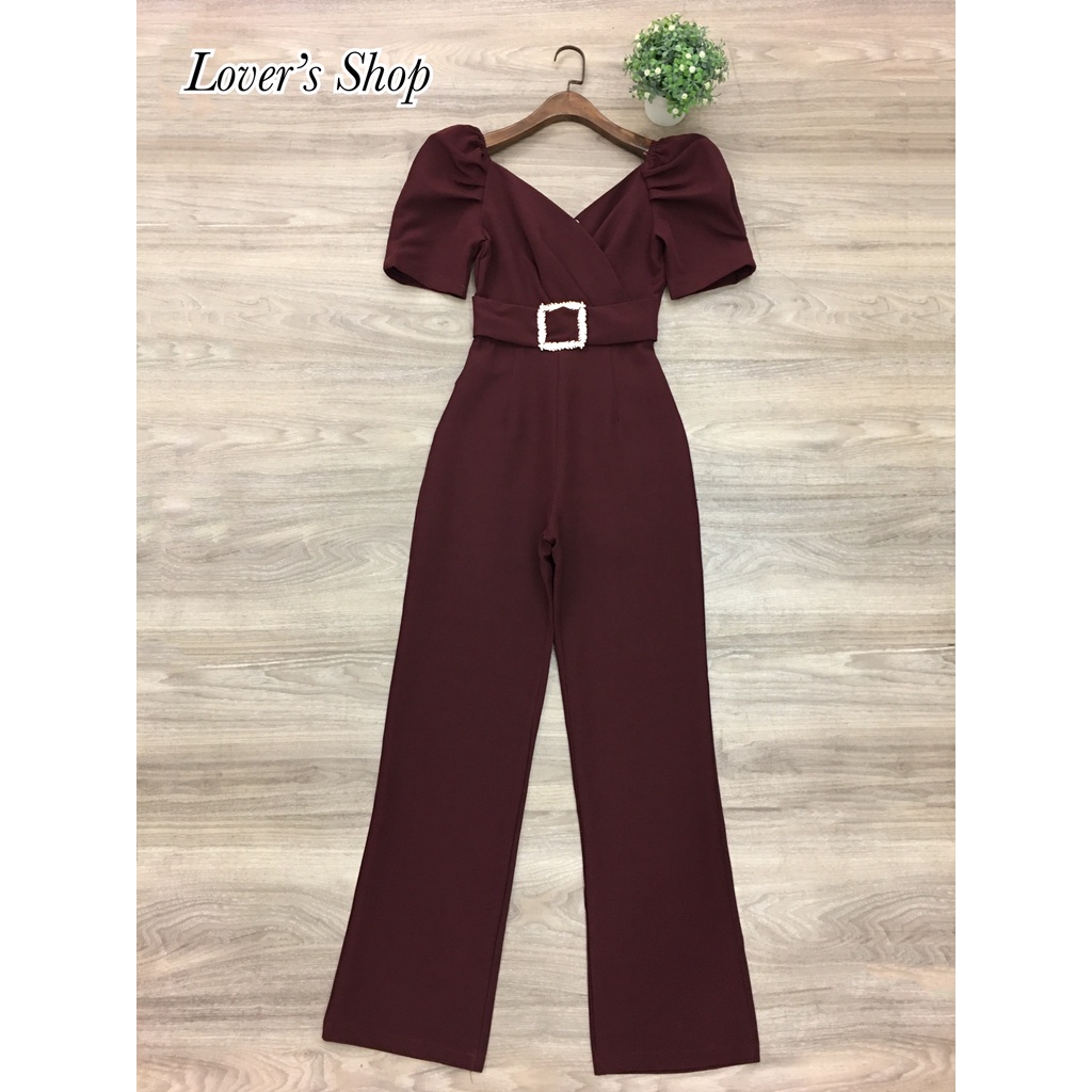 lover-s-shop-จั้มสูทขายาว-ลุดเรียบหรูดูผู้ดี-ช่วงหัวใหล่จับจีบ-ยกไหล่นิดๆคล้ายทรงเจ้าหญิง-มีเข็มขัดขาดเอวในตัวนะคะ