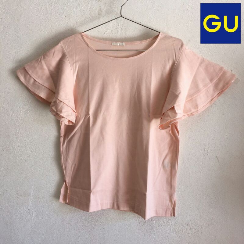 gu-จียู-เสื้อยืดแขน2ชั้น-สีส้มโอรส-สภาพใหม่มาก