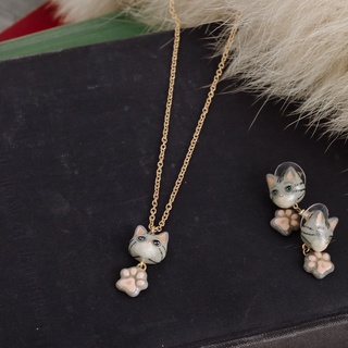 FAIRY TALES - Cool cat : The American Shorthair Cat Necklace สร้อยคอรูปแมว / แมวอเมริกันช็อตแฮร์ เท้าแมว