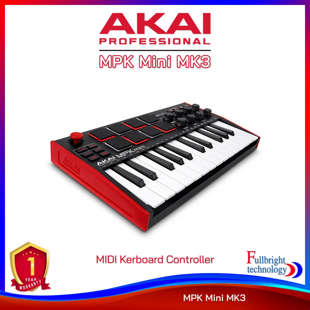 ภาพหน้าปกสินค้าAkai Professional MPK Mini MK3 MIDI Controller 25-คีย์ มิดิคอนโทรล์เลอร์ขนาดเล็กกระทัดรัด มาพร้อม Synth-action Mini Keys รับประกันศูนย์ไทย 1 ปี จากร้าน fullbright_technology บน Shopee