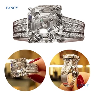 Fancy แหวน ประดับเพทาย ทรงสี่เหลี่ยม ขนาดใหญ่ สวยหรู สไตล์เจ้าหญิง เครื่องประดับแฟชั่น สําหรับผู้หญิง งานแต่งงาน