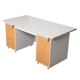 Desk DESK STEEL 159.5cm DX-52-33-EG BROWN Office furniture Home &amp; Furniture โต๊ะทำงาน โต๊ะทำงานเหล็ก LUCKY WORLD DX-52-3