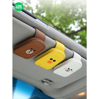 ۞LINE FRIENDS ที่ใส่แว่นตาในรถที่บังแดดการ์ดเก็บของกรอบแว่นตา LINE FRIENDS Car Glasses Holder Car Sun Visor Card Storage