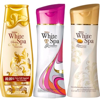 มิสทิน โลชั่นไวท์สปาสวิสโกลด์ MISTINE WHITE SPA SWISS, โลชั่นไวท์สปากลูต้าไธโอน ,ไวท์ สปา โกลด์ คาเวียร์ บอดี้โลชั่น 200