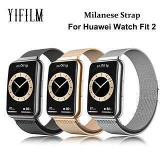 Yifilm สายนาฬิกาข้อมือโลหะ กันน้ํา ทนทาน แบบเปลี่ยน สําหรับ Huawei Watch Fit 2 Milanese