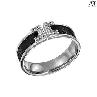 ANGELINO RUFOLO Ring ดีไซน์ Crystal Artistic แหวนผู้ชาย Stainless Steel 316L(สแตนเลสสตีล)คุณภาพเยี่ยม สีเงิน/สีดำ