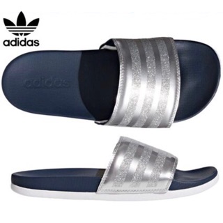 รองเท้าแตะ Adidas สีเงินวิ้งๆ พื้นนิ่มเวอร์